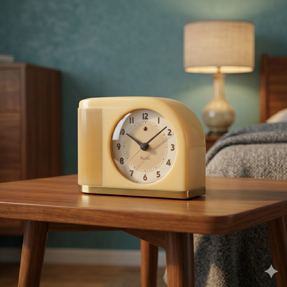 Vintage Westclox Moonbeam S5-J Art Deco Bakelite Electric Alarm Clock Lamp Glow